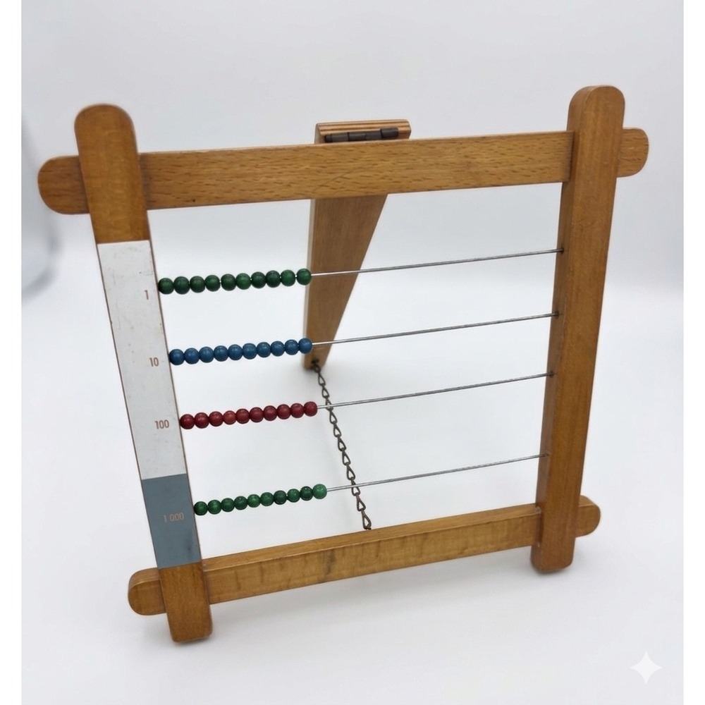 Vintage Montessori Small Bead Frame Wooden Math Abacus Educational Easel